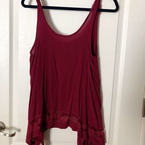 Free People Maroon Lace Tank Top (size: S)